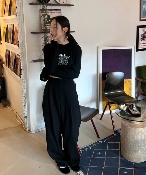 NICK&NICOLE(ニックアンドニコール)の「MINI BUTTERFLY SIGNATURE SLEEVE KNIT_BLACK WHITE(ニット/セーター・レディース・その他・FREE)」の6枚目の写真