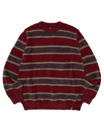 STRIPED KNIT SWEATER (BURGUNDY)