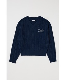 CABLE V NECK ニット