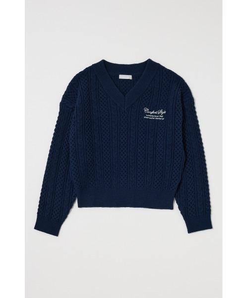 MOUSSY(マウジー)の「CABLE V NECK ニット(ニット/セーター・レディース・ライトピンク/レッド/ネイビー/杢グレー・FREE)」の2枚目の写真