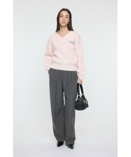 MOUSSY(マウジー)の「CABLE V NECK ニット(ニット/セーター・レディース・ライトピンク/レッド/ネイビー/杢グレー・FREE)」の7枚目の写真