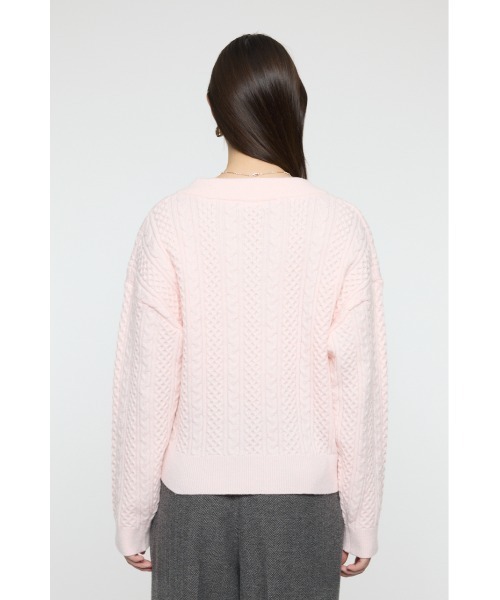 MOUSSY(マウジー)の「CABLE V NECK ニット(ニット/セーター・レディース・ライトピンク/レッド/ネイビー/杢グレー・FREE)」の11枚目の写真