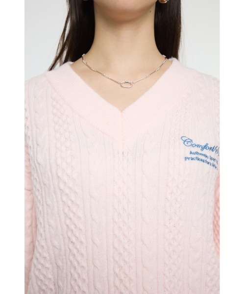MOUSSY(マウジー)の「CABLE V NECK ニット(ニット/セーター・レディース・ライトピンク/レッド/ネイビー/杢グレー・FREE)」の12枚目の写真