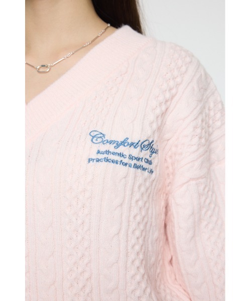 MOUSSY(マウジー)の「CABLE V NECK ニット(ニット/セーター・レディース・ライトピンク/レッド/ネイビー/杢グレー・FREE)」の13枚目の写真