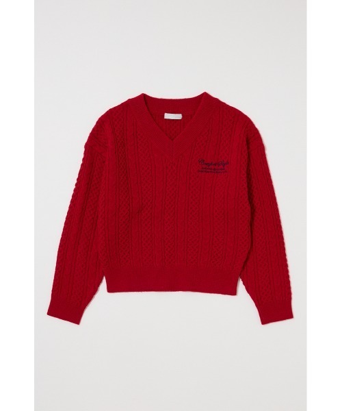 MOUSSY(マウジー)の「CABLE V NECK ニット(ニット/セーター・レディース・ライトピンク/レッド/ネイビー/杢グレー・FREE)」の20枚目の写真