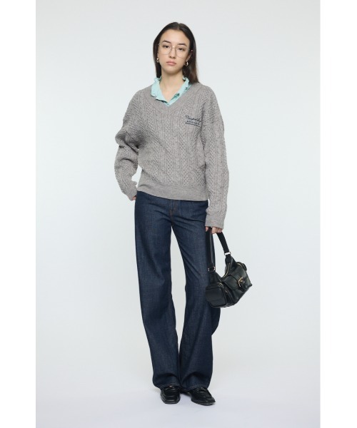 MOUSSY(マウジー)の「CABLE V NECK ニット(ニット/セーター・レディース・ライトピンク/レッド/ネイビー/杢グレー・FREE)」の22枚目の写真