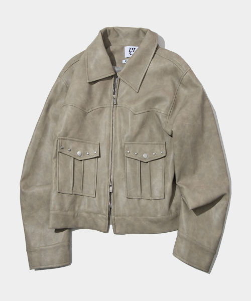 PLACE STUDIO（プレイススタジオ）の「シングルライダーポケットリベットレザーバイカージャケット_3COLOR（ライダースジャケット・レディース・ベージュ/ブラウン/ブラック・FREE）」の5枚目の写真