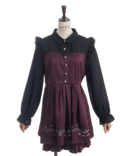 axes femme(アクシーズファム)の「メロディー刺繍セットアップ(ワンピース・レディース・ワイン/ブラック・FREE)」の16枚目の写真