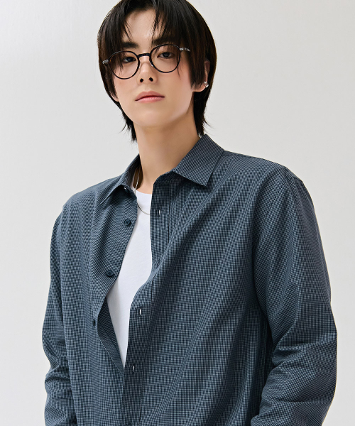 CHASECULT(チェイスカルト)の「男性ベーシックチェックシャツ-ネイビー(シャツ/ブラウス・メンズ・ネイビー・100/95/105)」の1枚目の写真