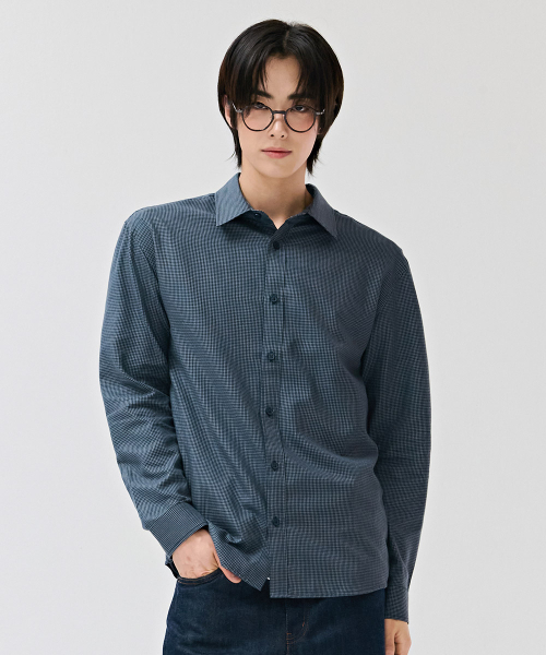 CHASECULT(チェイスカルト)の「男性ベーシックチェックシャツ-ネイビー(シャツ/ブラウス・メンズ・ネイビー・100/95/105)」の2枚目の写真