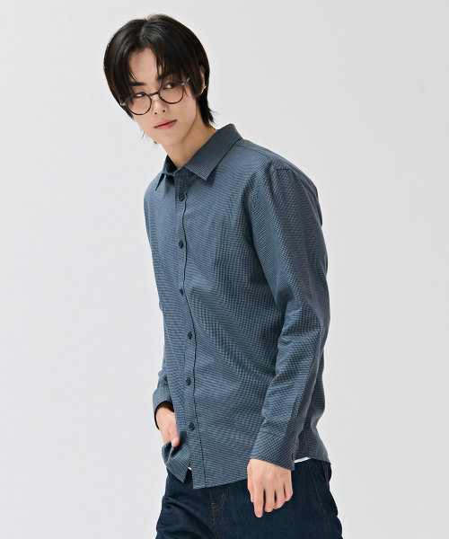 CHASECULT(チェイスカルト)の「男性ベーシックチェックシャツ-ネイビー(シャツ/ブラウス・メンズ・ネイビー・100/95/105)」の3枚目の写真
