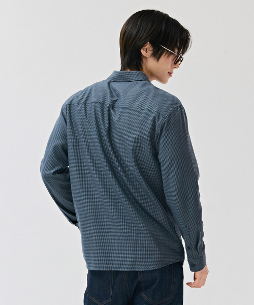 CHASECULT(チェイスカルト)の「男性ベーシックチェックシャツ-ネイビー(シャツ/ブラウス・メンズ・ネイビー・100/95/105)」の4枚目の写真