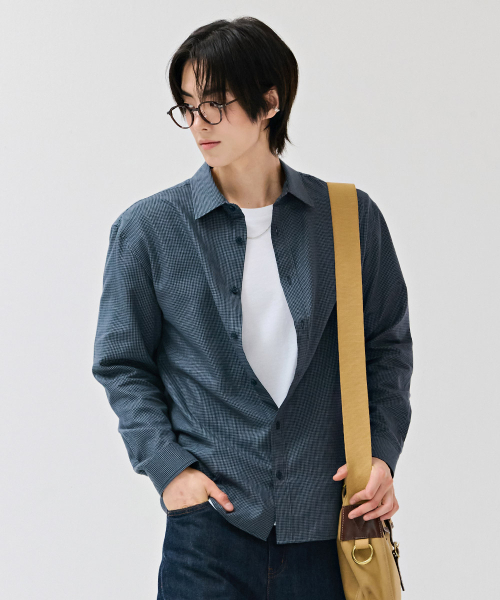 CHASECULT(チェイスカルト)の「男性ベーシックチェックシャツ-ネイビー(シャツ/ブラウス・メンズ・ネイビー・100/95/105)」の5枚目の写真