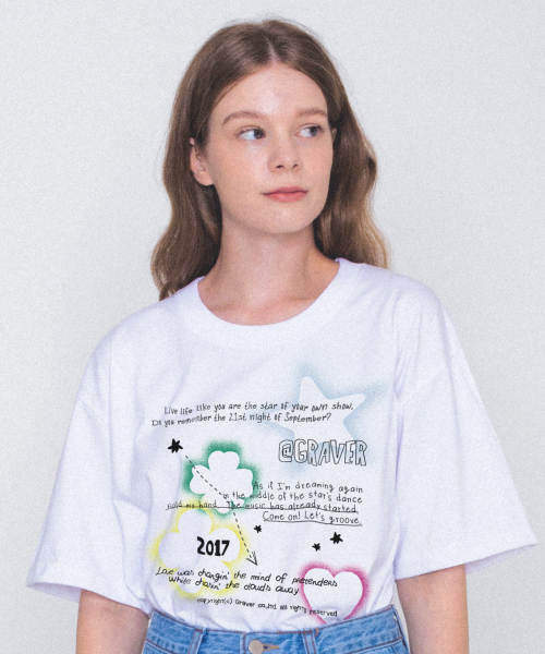 GRAVER（グレーバー）の「[ユニセックス]スプレードゥードル半袖Tシャツ_ホワイト（Tシャツ/カットソー・レディース・ホワイト・SMALL/MEDIUM/LARGE/X-LARGE）」の2枚目の写真