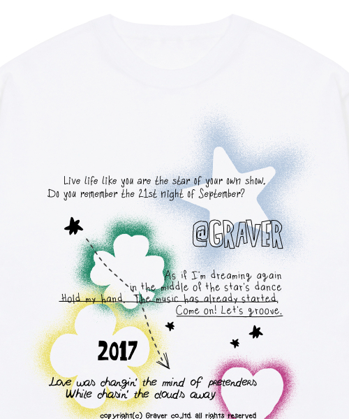 GRAVER（グレーバー）の「[ユニセックス]スプレードゥードル半袖Tシャツ_ホワイト（Tシャツ/カットソー・レディース・ホワイト・SMALL/MEDIUM/LARGE/X-LARGE）」の4枚目の写真