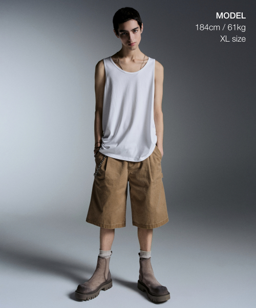 MUSINSA STANDARD（ムシンサスタンダード）の「リラックスドCRタンクトップ[ホワイト]（Tシャツ/カットソー・メンズ・その他・SMALL/MEDIUM/LARGE/X-LARGE/XX-LARGE/XXX-LARGE）」の2枚目の写真