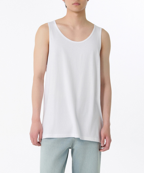 MUSINSA STANDARD（ムシンサスタンダード）の「リラックスドCRタンクトップ[ホワイト]（Tシャツ/カットソー・メンズ・その他・SMALL/MEDIUM/LARGE/X-LARGE/XX-LARGE/XXX-LARGE）」の3枚目の写真