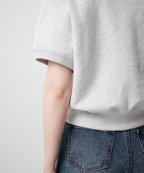 MUSINSA STANDARD WOMAN（ムシンサスタンダードウーマン）の「ウィメンズダブルニットカラー半袖スウェットシャツ[メランジライトグレー]（スウェット・レディース・その他・SMALL/MEDIUM/LARGE/X-SMALL/X-LARGE）」の3枚目の写真