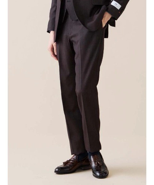 Perfect Suit FActory（パーフェクトスーツファクトリー）の「【EDWIN×P.S.FA】デニムライク　ウールパンツ（セットアップ）　ベージュ/ブラウン/カーキ/ブルー（スーツパンツ・メンズ・ベージュ/ブラウン/ブルー/カーキ・M/L/LL）」の2枚目の写真