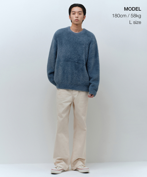 MUSINSA STANDARD（ムシンサスタンダード）の「ファージクルーネックニット[ブルーグレー]（ニット/セーター・メンズ・その他・SMALL/MEDIUM/LARGE/X-LARGE/XX-LARGE）」の2枚目の写真