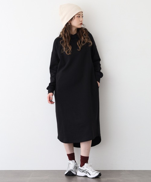 FUNALIVE（ファンアライブ）の「NARNAD 長袖 マキシ丈フード付きワンピース（ワンピース・レディース・杢グレー/ベージュ/ブラック・3L/LL/L/M）」の2枚目の写真