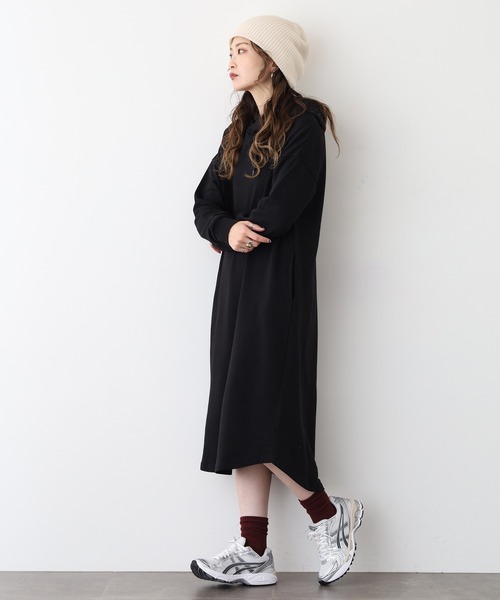 FUNALIVE（ファンアライブ）の「NARNAD 長袖 マキシ丈フード付きワンピース（ワンピース・レディース・杢グレー/ベージュ/ブラック・3L/LL/L/M）」の6枚目の写真