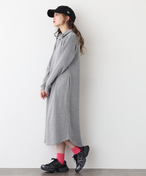 FUNALIVE（ファンアライブ）の「NARNAD 長袖 マキシ丈フード付きワンピース（ワンピース・レディース・杢グレー/ベージュ/ブラック・3L/LL/L/M）」の12枚目の写真