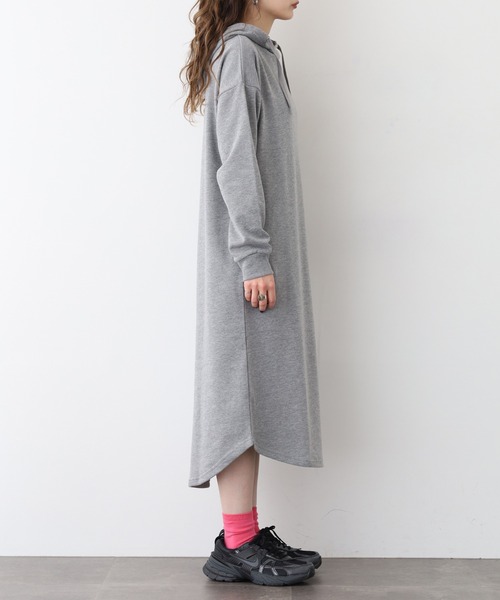 FUNALIVE（ファンアライブ）の「NARNAD 長袖 マキシ丈フード付きワンピース（ワンピース・レディース・杢グレー/ベージュ/ブラック・3L/LL/L/M）」の21枚目の写真