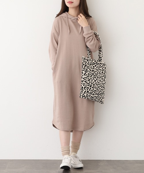 FUNALIVE（ファンアライブ）の「NARNAD 長袖 マキシ丈フード付きワンピース（ワンピース・レディース・杢グレー/ベージュ/ブラック・3L/LL/L/M）」の15枚目の写真