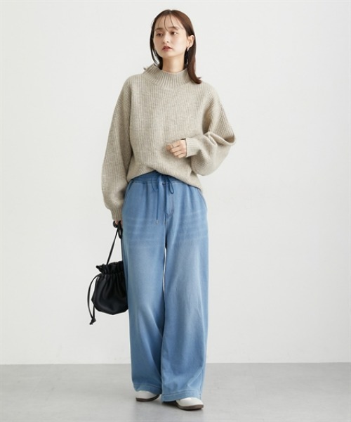 nissen（ニッセン）の「裏シャギーニットデニムワイドデニム（デニムパンツ・レディース・ブルー系/ネイビー系・M/L/LL）」の12枚目の写真