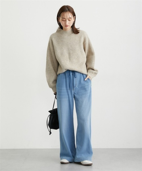 nissen（ニッセン）の「裏シャギーニットデニムワイドデニム（デニムパンツ・レディース・ブルー系/ネイビー系・M/L/LL）」の13枚目の写真