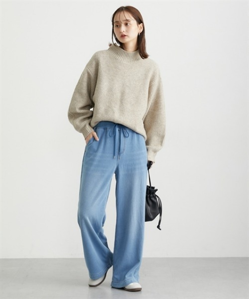 nissen（ニッセン）の「裏シャギーニットデニムワイドデニム（デニムパンツ・レディース・ブルー系/ネイビー系・M/L/LL）」の14枚目の写真