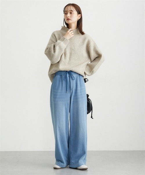 nissen（ニッセン）の「裏シャギーニットデニムワイドデニム（デニムパンツ・レディース・ブルー系/ネイビー系・M/L/LL）」の15枚目の写真