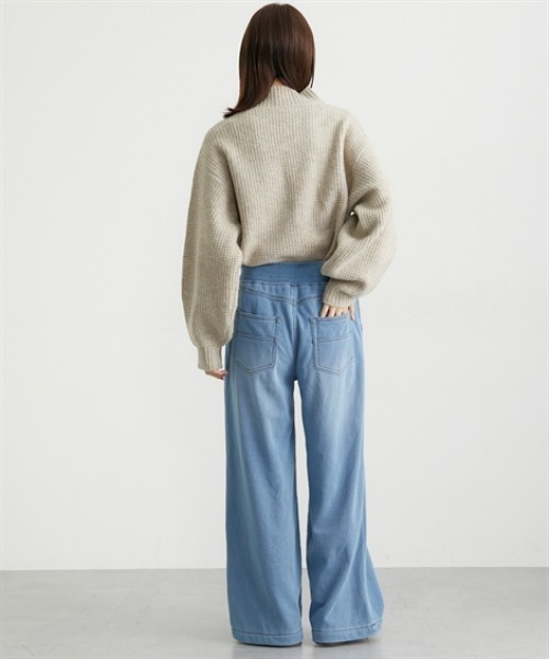 nissen（ニッセン）の「裏シャギーニットデニムワイドデニム（デニムパンツ・レディース・ブルー系/ネイビー系・M/L/LL）」の17枚目の写真