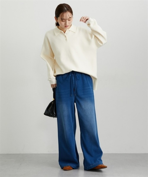 nissen（ニッセン）の「裏シャギーニットデニムワイドデニム（デニムパンツ・レディース・ブルー系/ネイビー系・M/L/LL）」の21枚目の写真