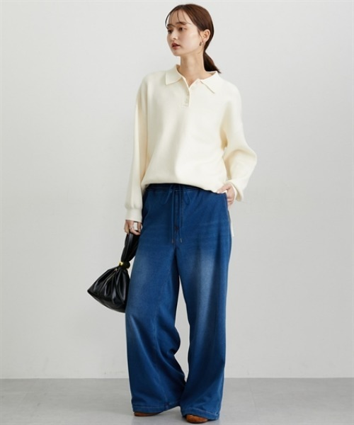 nissen（ニッセン）の「裏シャギーニットデニムワイドデニム（デニムパンツ・レディース・ブルー系/ネイビー系・M/L/LL）」の22枚目の写真