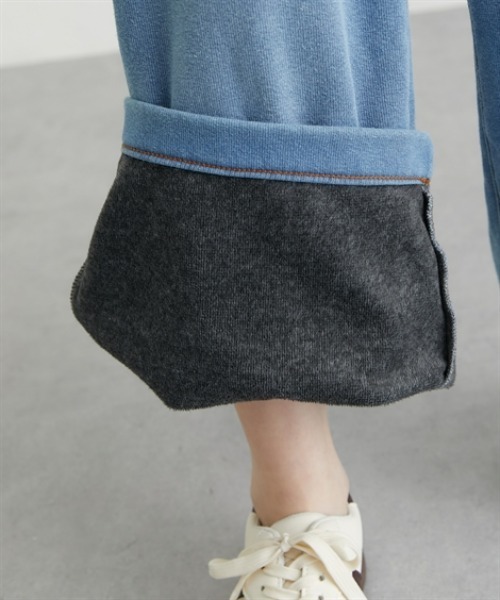 nissen（ニッセン）の「裏シャギーニットデニムワイドデニム（デニムパンツ・レディース・ブルー系/ネイビー系・M/L/LL）」の9枚目の写真