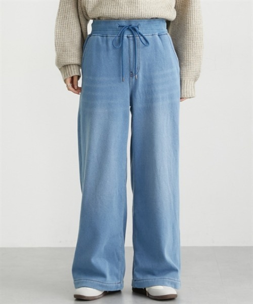 nissen（ニッセン）の「裏シャギーニットデニムワイドデニム（デニムパンツ・レディース・ブルー系/ネイビー系・M/L/LL）」の11枚目の写真