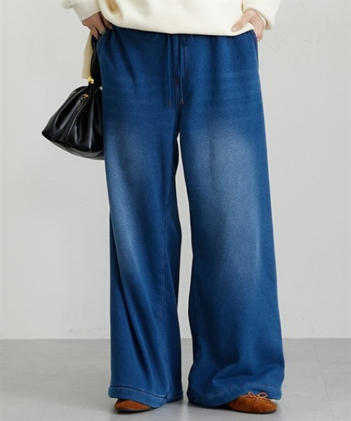 nissen（ニッセン）の「裏シャギーニットデニムワイドデニム（デニムパンツ・レディース・ブルー系/ネイビー系・M/L/LL）」の19枚目の写真