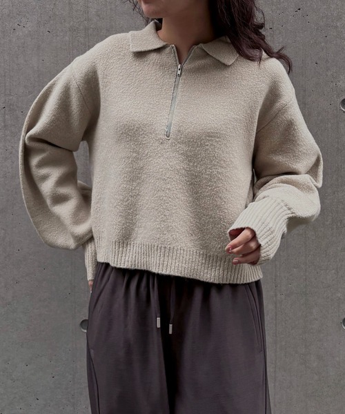 &g'aime 】ハーフジップポロニット Half Zip Polo Knit（ニット