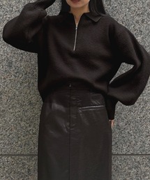【&ｇ'aime 】ハーフジップポロニット　Half Zip Polo Knit