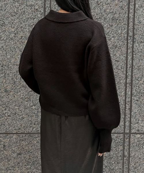&g'aime（アンジェム）の「【&ｇ'aime 】ハーフジップポロニット　Half Zip Polo Knit（ニット/セーター・レディース・ブラック/グレイッシュベージュ/ブラウン・FREE）」の8枚目の写真