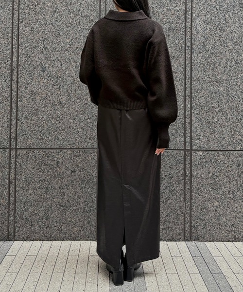 &g'aime（アンジェム）の「【&ｇ'aime 】ハーフジップポロニット　Half Zip Polo Knit（ニット/セーター・レディース・ブラック/グレイッシュベージュ/ブラウン・FREE）」の12枚目の写真