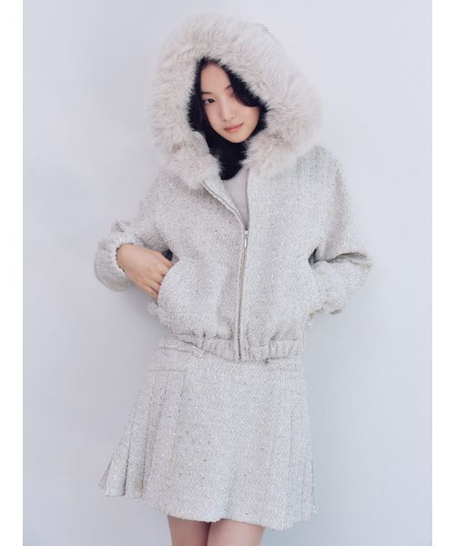 SNIDEL（スナイデル）の「サイドプリーツツイードミニスカート（スカート・レディース・ダークグレー/ネイビー/アイボリー・0/1）」の19枚目の写真