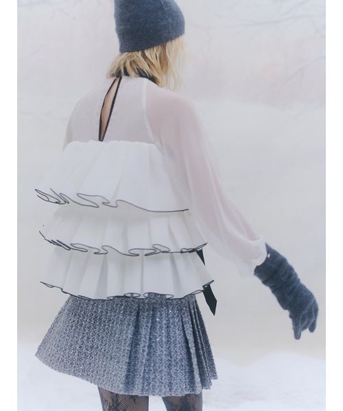 SNIDEL（スナイデル）の「サイドプリーツツイードミニスカート（スカート・レディース・ダークグレー/ネイビー/アイボリー・0/1）」の22枚目の写真