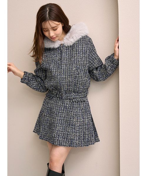 セール】サイドプリーツツイードミニスカート（スカート）｜SNIDEL