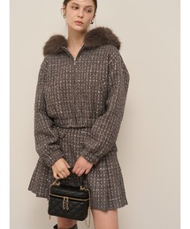 SNIDEL | サイドプリーツツイードミニスカート(スカート)