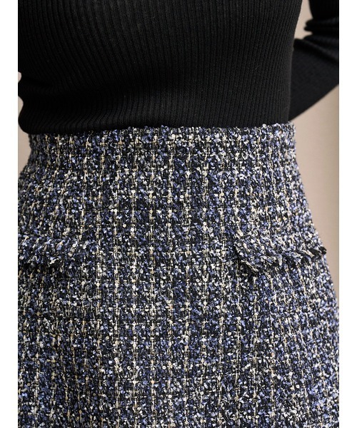 SNIDEL（スナイデル）の「サイドプリーツツイードミニスカート（スカート・レディース・ダークグレー/ネイビー/アイボリー・0/1）」の10枚目の写真