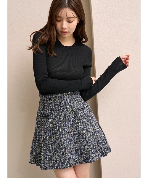 SNIDEL（スナイデル）の「サイドプリーツツイードミニスカート（スカート・レディース・ダークグレー/ネイビー/アイボリー・0/1）」の13枚目の写真