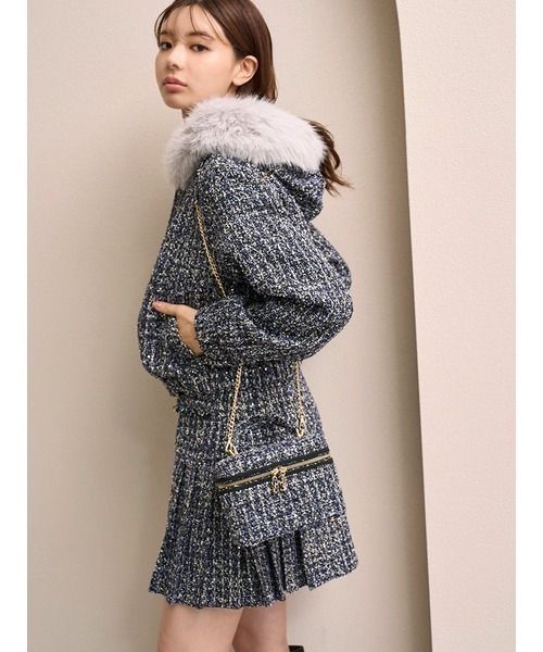 SNIDEL（スナイデル）の「サイドプリーツツイードミニスカート（スカート・レディース・ダークグレー/ネイビー/アイボリー・0/1）」の15枚目の写真